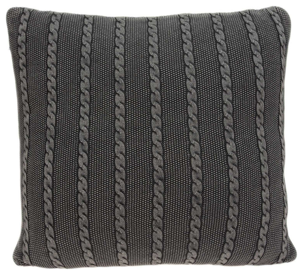 HomeRoots 18" x 5" x 18" Transitional Charcoal Pillow Cover With Down Insert