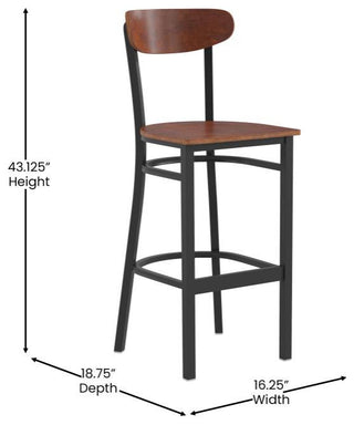 Wright Commercial Grade Barstool -500 LB. Capacity Steel Frame, Walnut