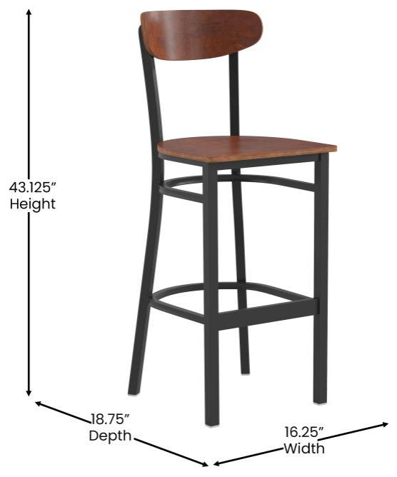 Wright Commercial Grade Barstool -500 LB. Capacity Steel Frame, Walnut