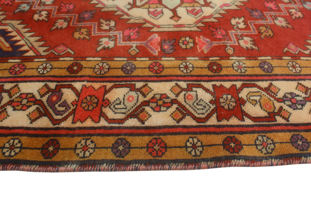 Fine Vintage Distressed Nazafari Rust/Beige Runner, 3'8x10'10