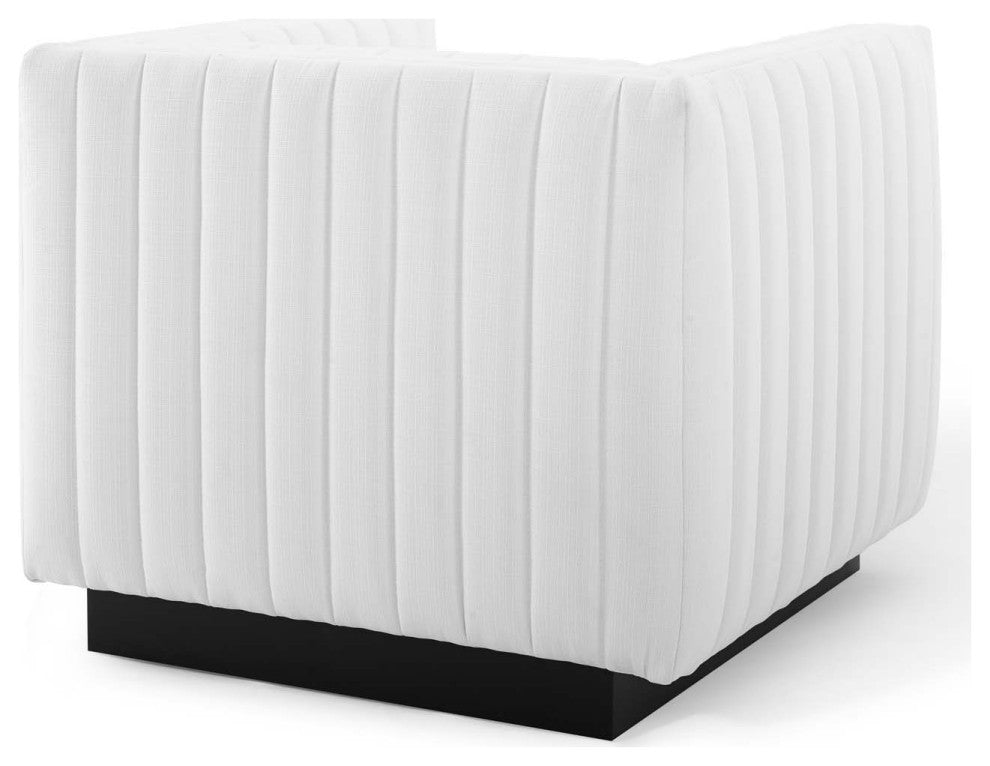 Conjure Tufted Armchair Upholstered Fabric Set of 2 White