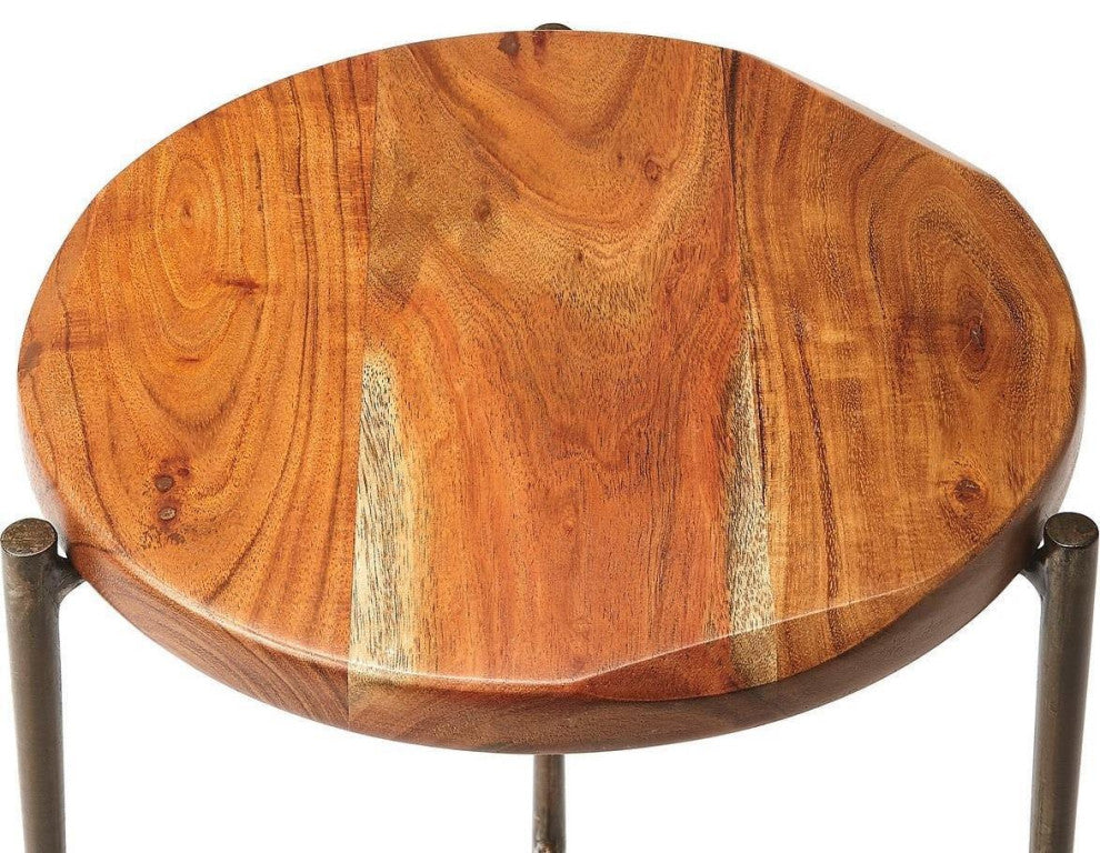 End Table Side Modern Contemporary Round Live Edge Distressed Solid