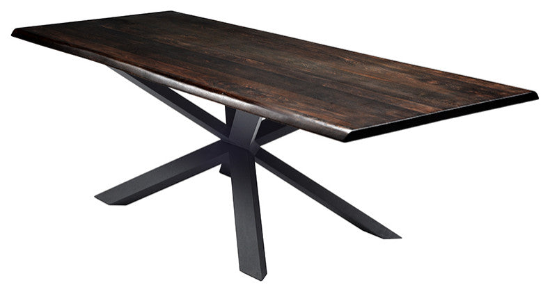 Couture 112-Inch Dining Table In Seared Oak And Matte Black Base