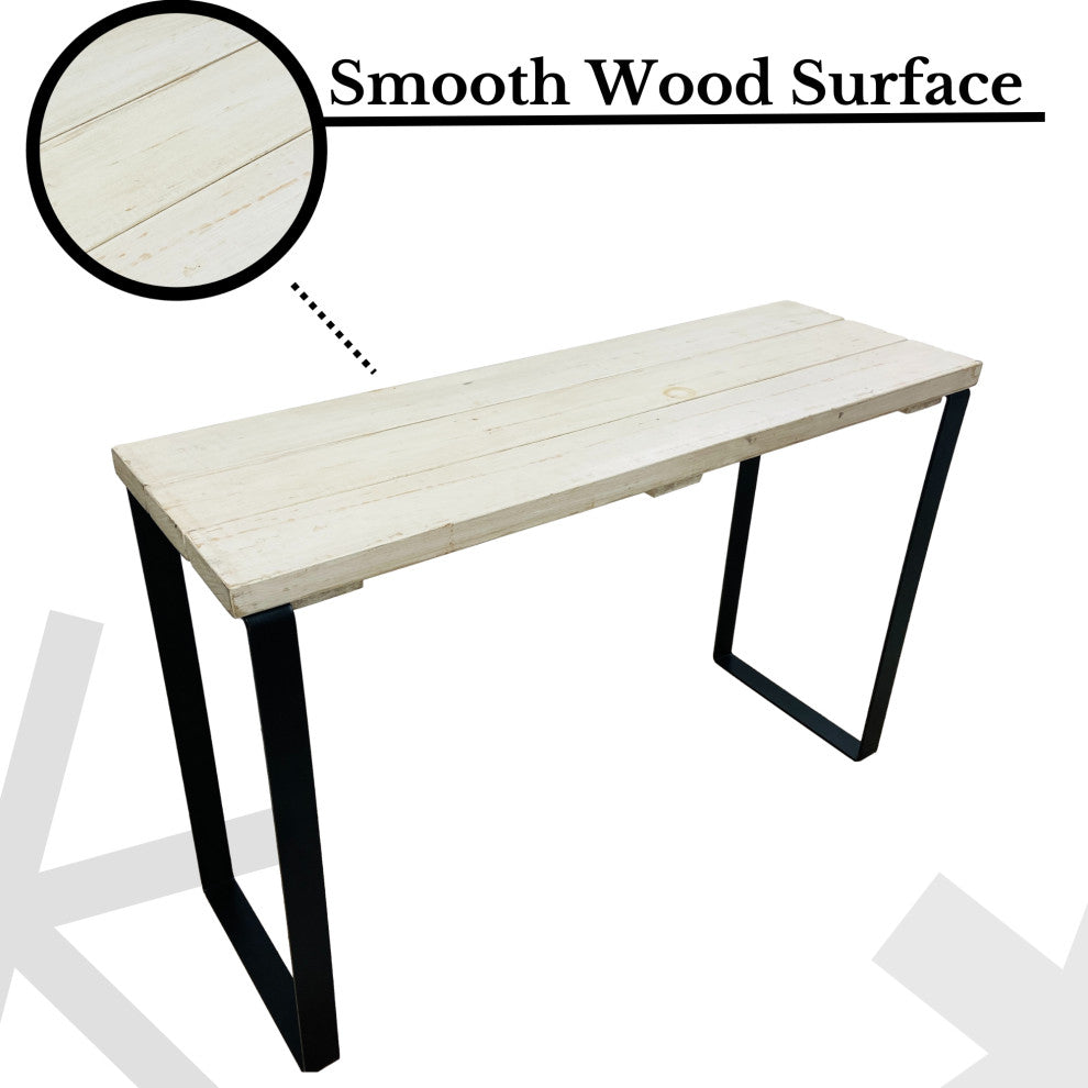 Barn Walls Bedroom Console Table Accent Table, Handcrafted, Antique White, 48" Length