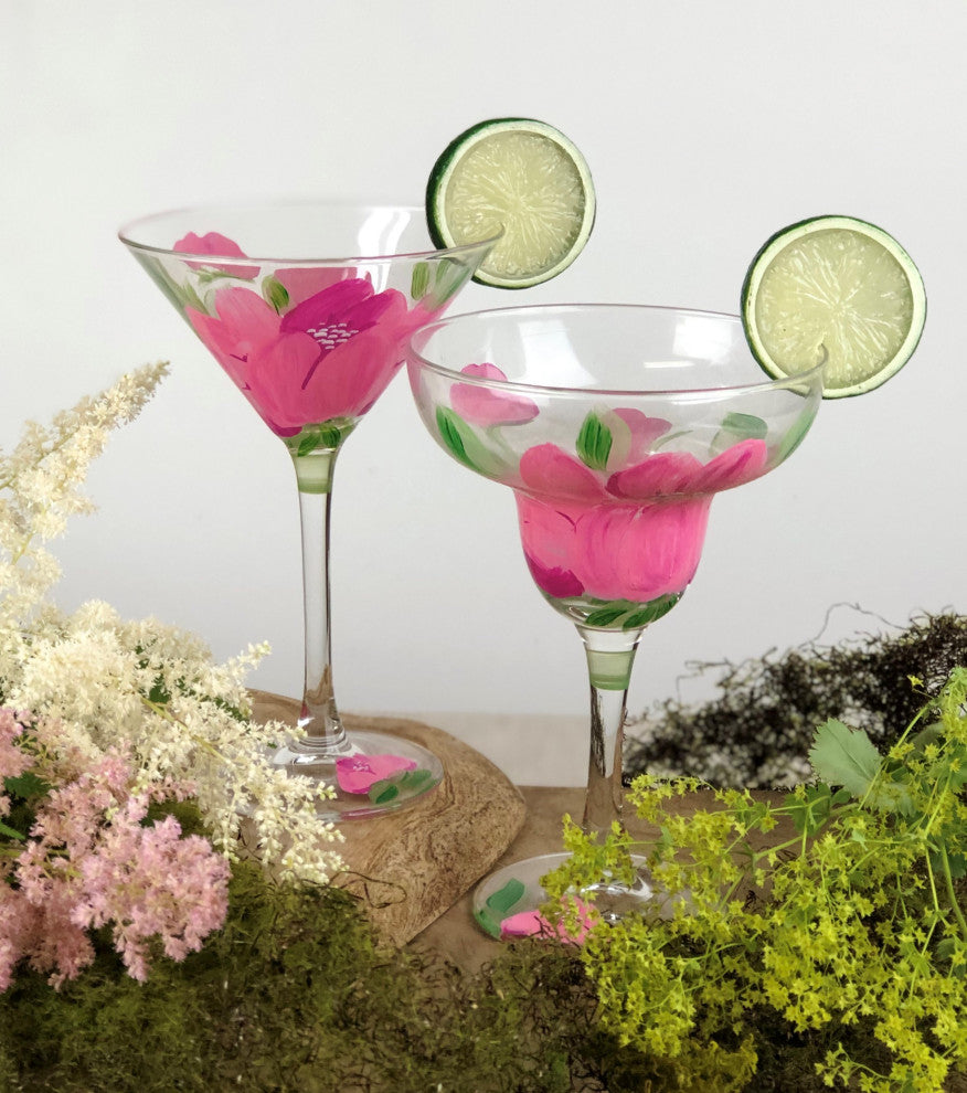 Peony Martini Glasses, Set of 2