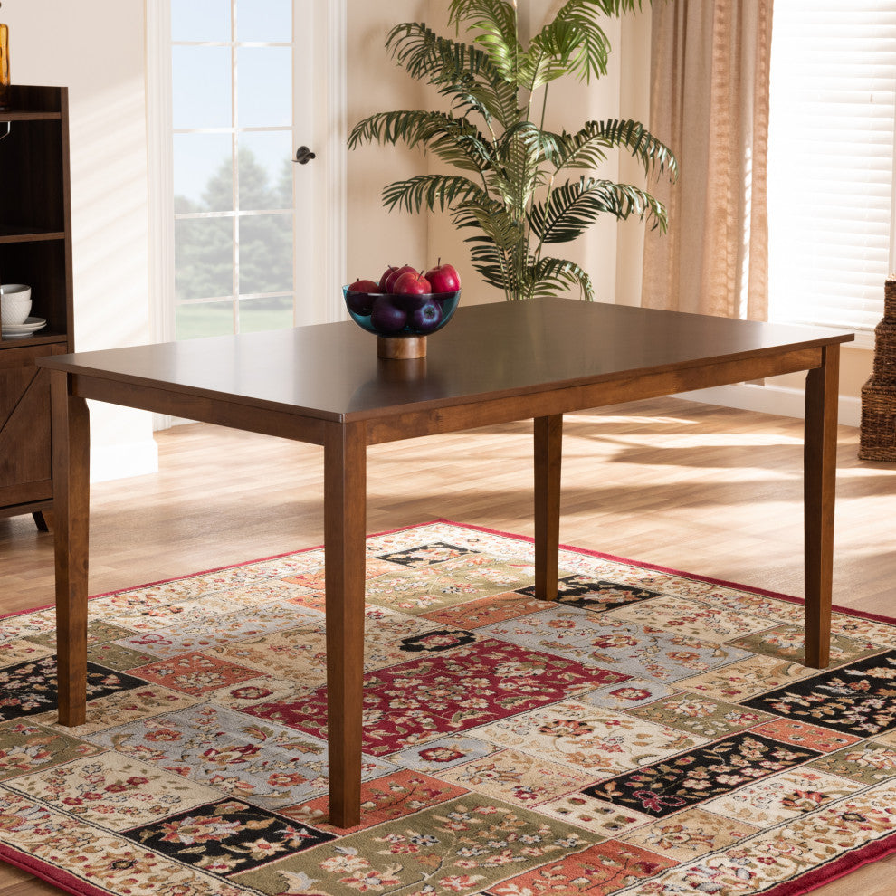 Eveline Walnut Brown Finished Rectangular Wood Dining Table