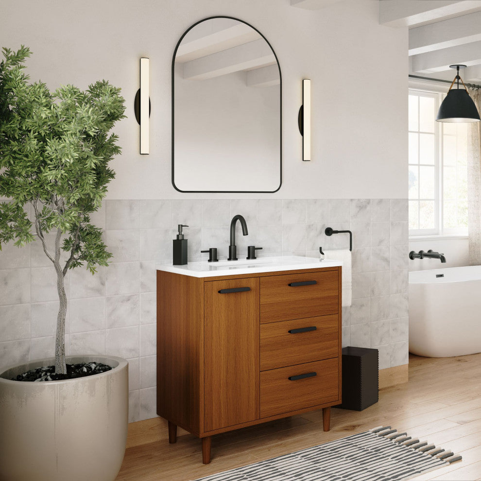 The Darby Bathroom Vanity, Teak, 30", Single Sink, Freestanding