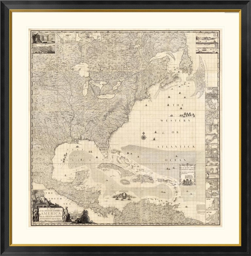 "Composite: British Empire in America, 1733"  by Henry Popple, 45x46"