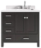 Cambridge Espresso 37" Right Offset Rectangle Sink Vanity With Quartz Countertop