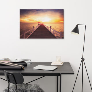 Surreal Wooden Pier at Sunset Landscape Photo Canvas Wall Art Prints, 24" X 36"