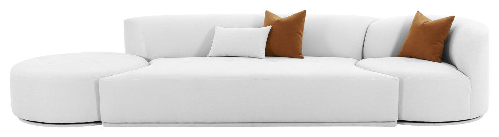Fickle Grey Velvet 3-Piece Chaise Modular Sofa - Grey