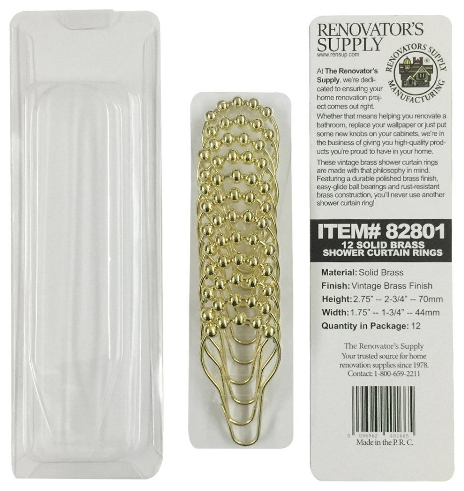 Brass Shower Curtain Ring Roller Ball Set Of 12