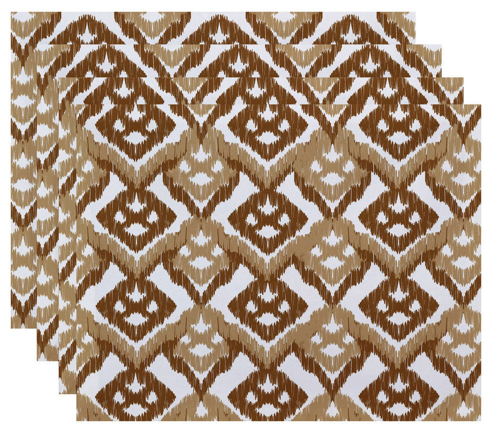 18"x14" Hipster, Geometric Print Placemat, Taupe Or Beige, Set of 4