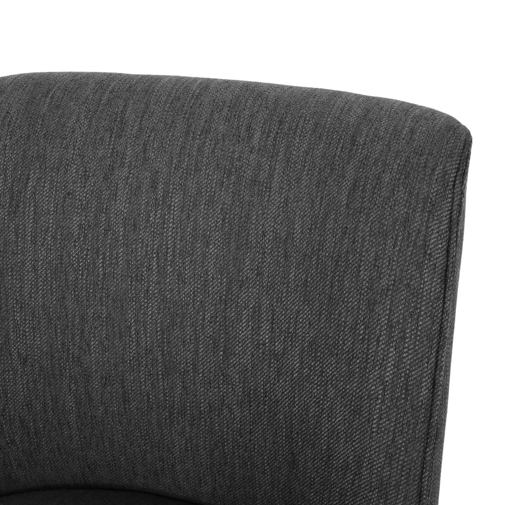 Boise Contemporary Fabric Upholstered Wood Dining Chairs, Set of 2, Charcoal/Weathered Gray