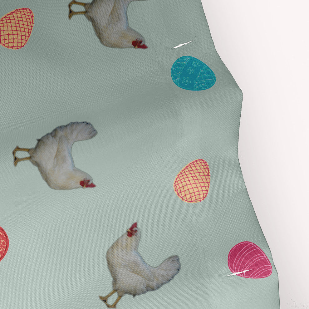 70"Wx73"L Chickens and Eggs Shower Curtain, Breezeway Green