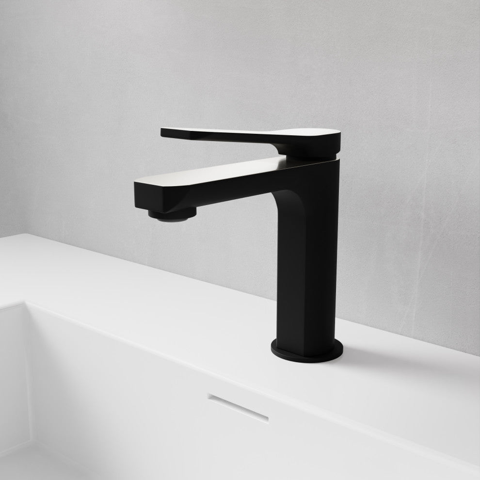1-Handle Bathroom Faucet, Matte Black and Brushed Nickel