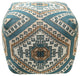 Turquoise Machine Woven Palomas Pouf, 18" Cube