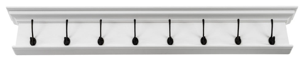 Classic White Wood Eight Hook Hanging Coat Rack