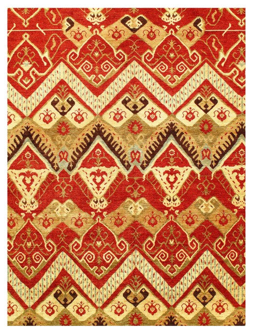 Multi Color Fine Hand Knotted Ikat Rug 9'11'' X 14'
