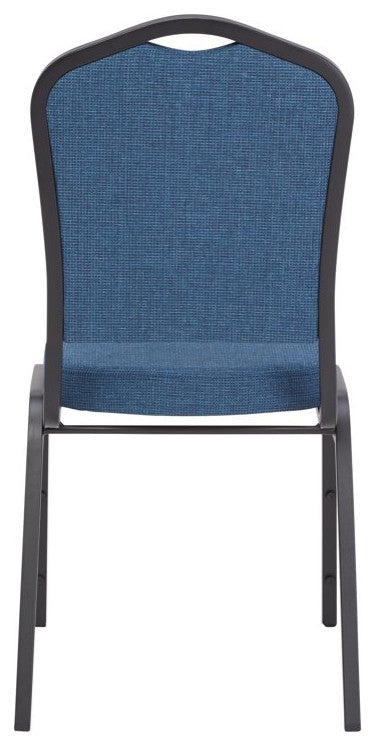 Set of 2 Dining Chair, Cushioned Fabric Seat With Crown Backrest, Natural Blue