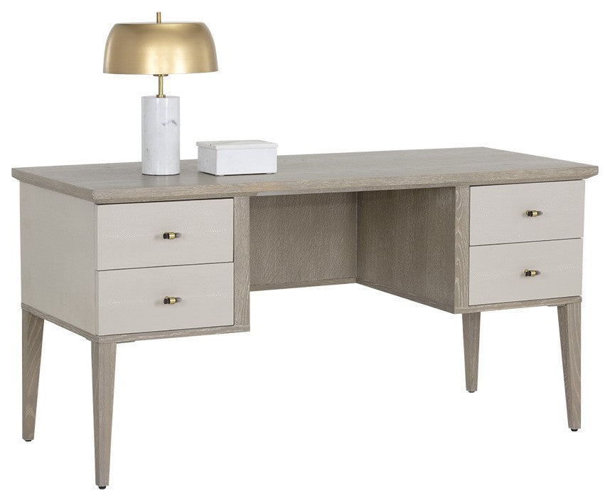 Pattinson Desk, White Ceruse, Cream Shagreen