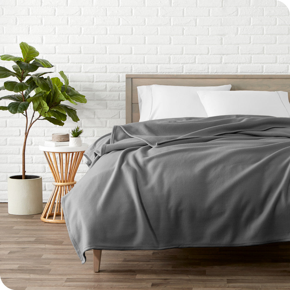 Bare Home Polar Fleece Lightweight Blanket, Gray, Twin / Twin Xl