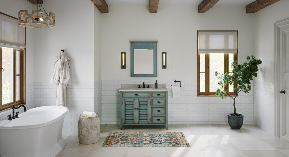 The Calusa Bathroom Vanity, Turquoise, 42", Single Sink, Freestanding