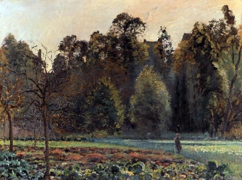 Camille Pissarro The Cabbage Field Pontoise, 21"x28" Wall Decal
