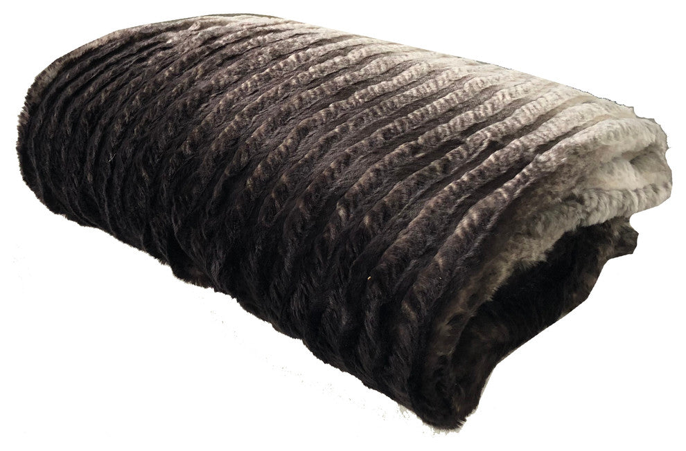 Chocolate Brown Ivory Faux Fur Luxury Throw