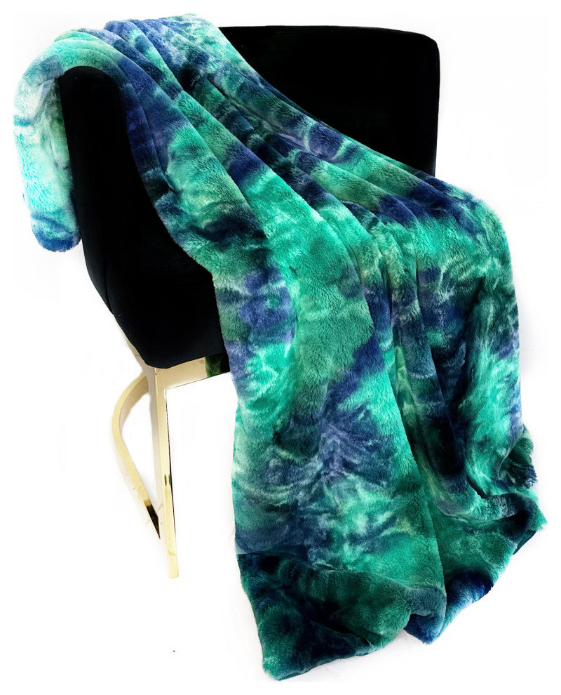 Plutus Northern Lights Faux Fur Luxury Throw Blanket, 96"L x 110"W Queen