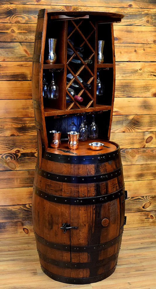 Shooter's Barrel Bar 7 Bottle Wine Hutch