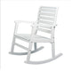 Carey Modern Slat-Back Acacia Wood Patio Outdoor Rocking Chair, White
