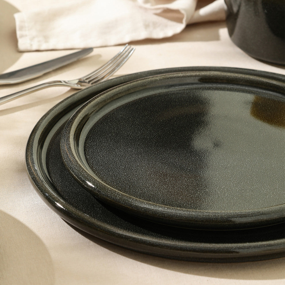 Stone Lain Eden Stoneware Salad Plate Set of 4, Charcoal Grey
