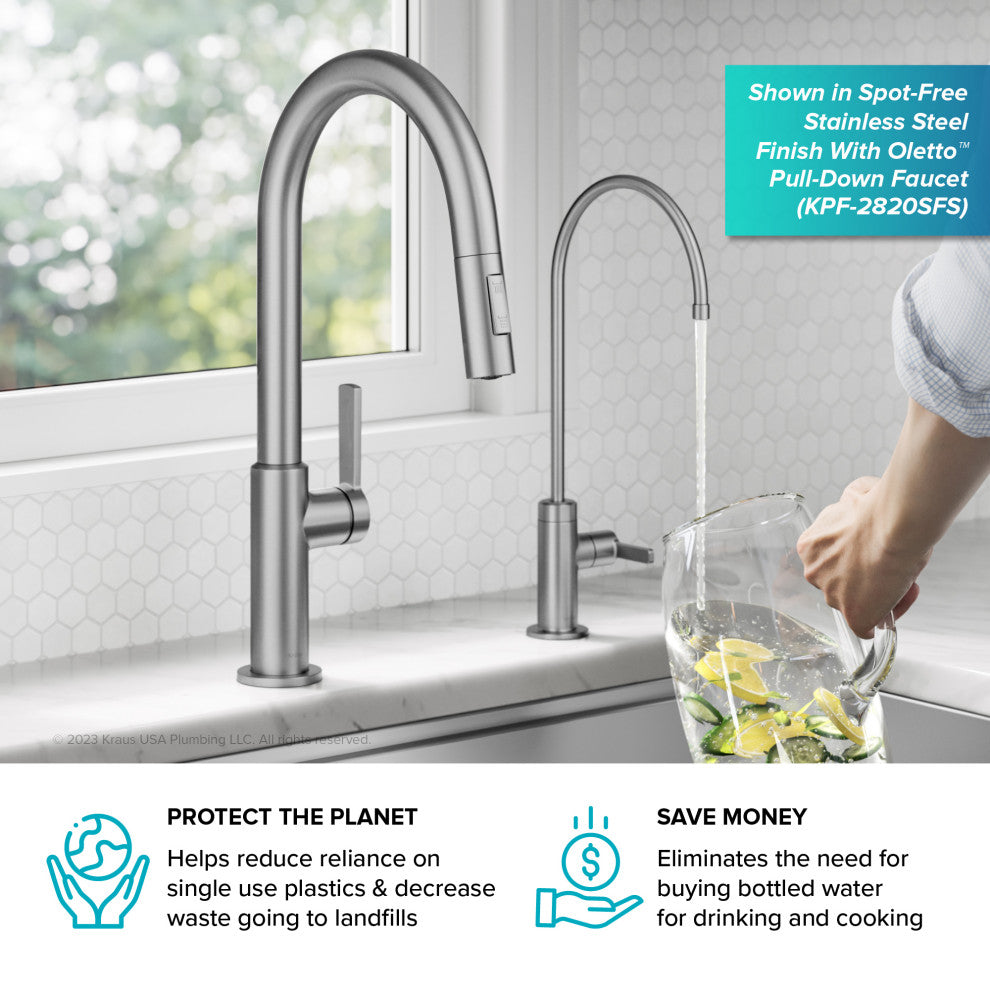 KRAUS Oletto 1-Handle Drinking Water Filter Faucet, Brushed Brass