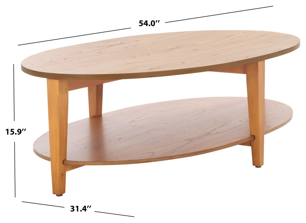 Safavieh Couture Leonardi Oval Wood Coffee Table, Natural