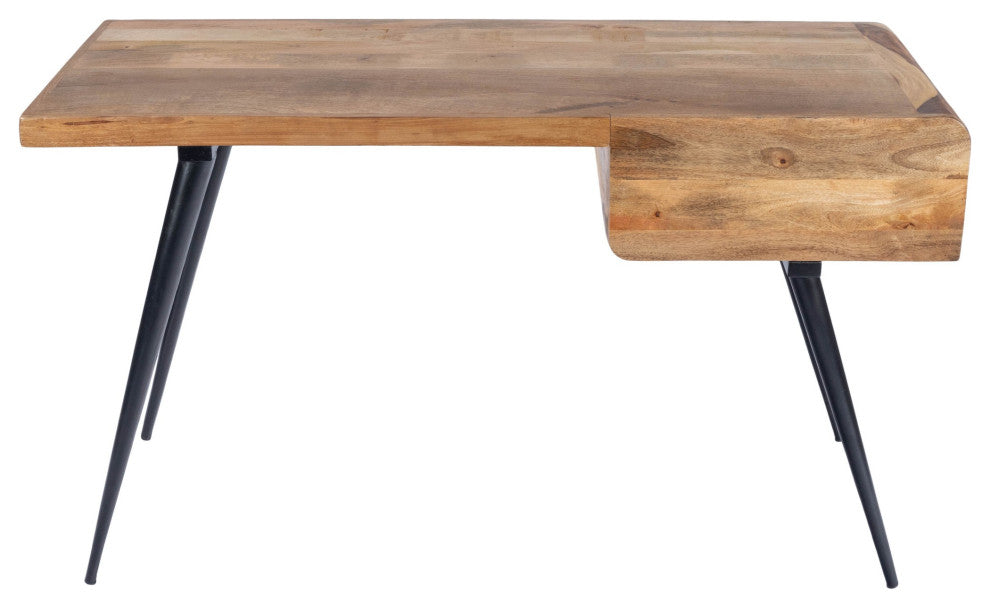 Natural Wood and Metal Desk
