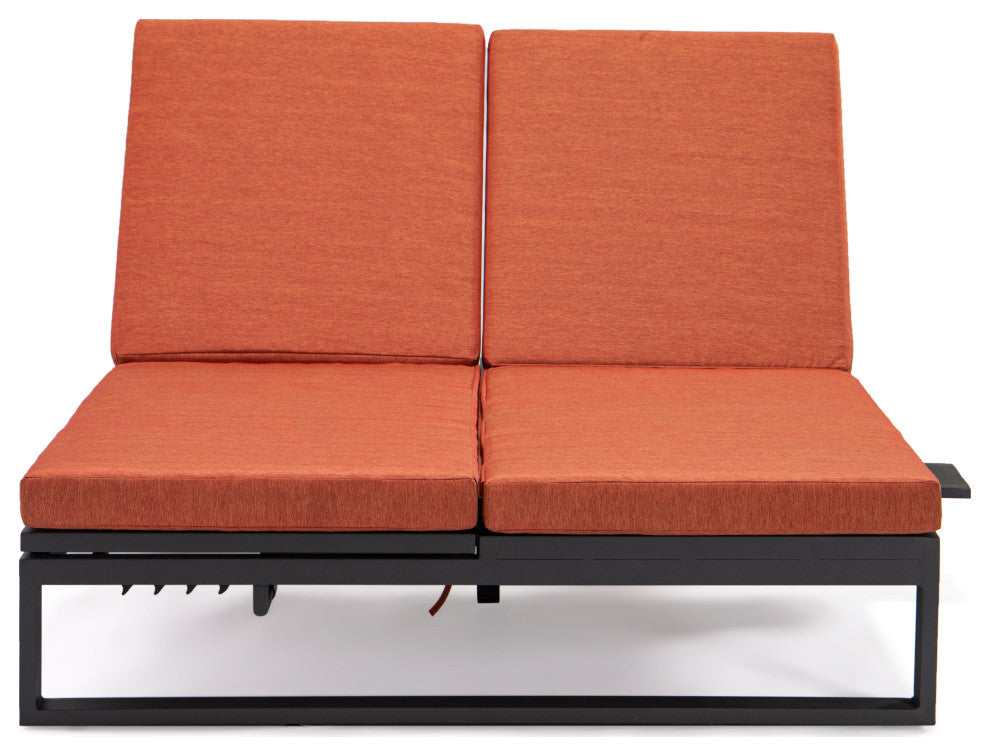 LeisureMod CLBL-82OR Chelsea Convertible Lounge Reclining Double Chaise Cushions