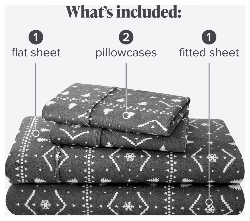 Bare Home Cotton Flannel Sheet Set, Alpine, Full