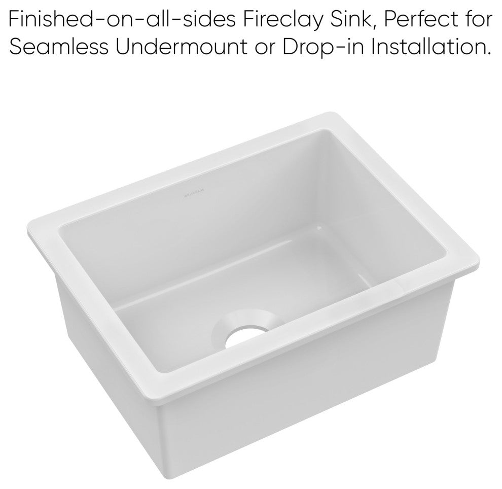 Whitehaus WHUF2418 Fireclay 24" Undermount Single Basin Fireclay - White