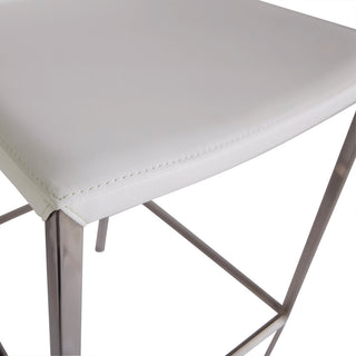 Diana-B Bar Stool, White With Polished Stainless Steel