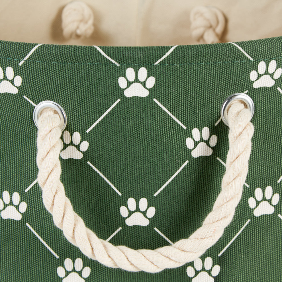 Polyester Pet Bin Trellis Paw Hunter Green Rectangle Large 17.5x12x15