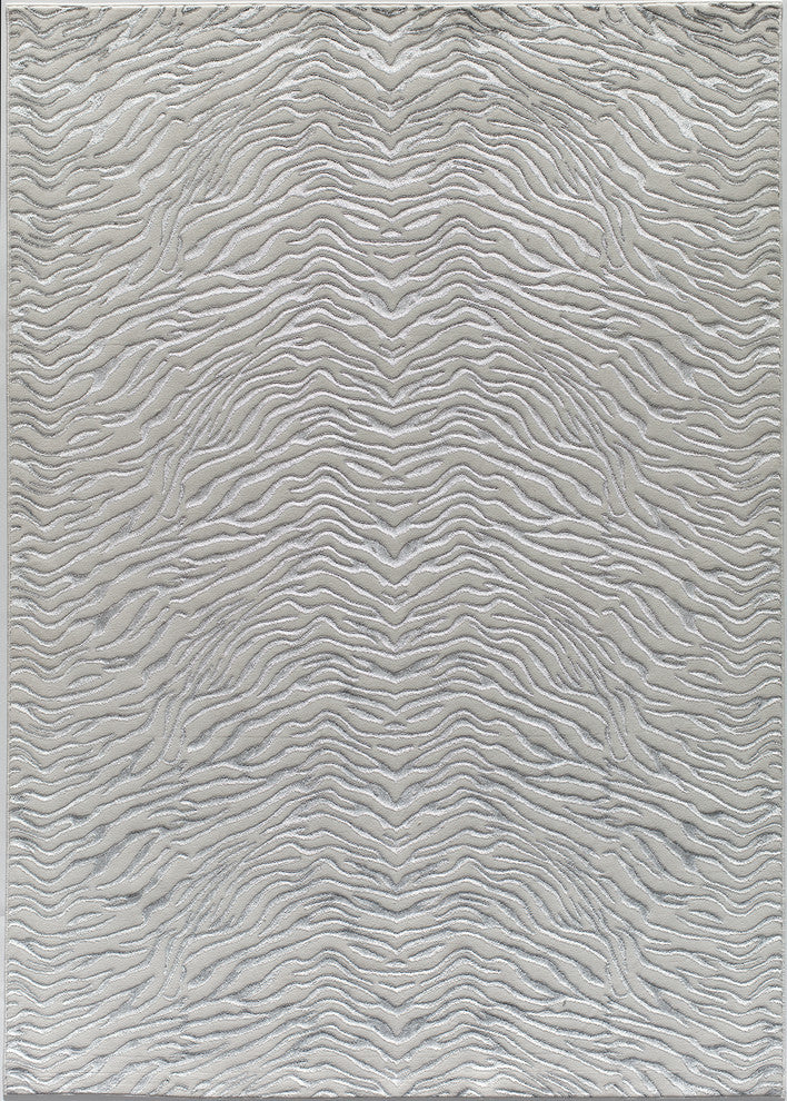 Natura Transitional Modern Animal Print Area Rug, White Tiger, 5'' X 7''