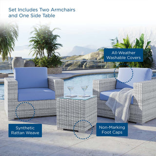 Convene 3-Piece Outdoor Patio Set - Light Gray Light Blue