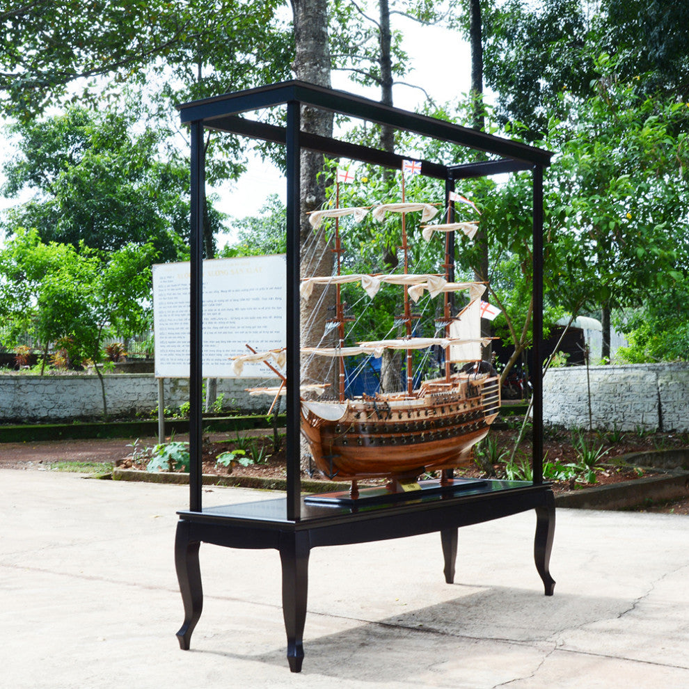 Display Case For Xl Ship No Glass Wooden Display Case for Model Ships