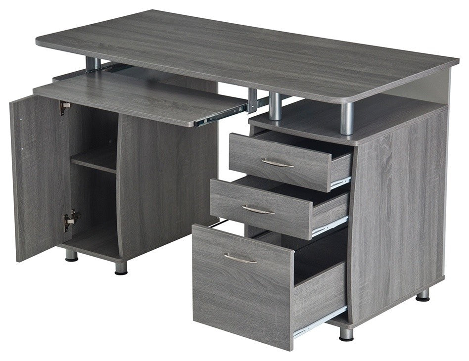 Complete Workstation Computer Desk With Storage, Gray