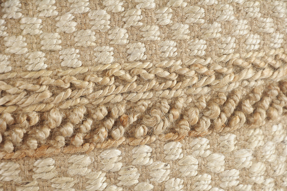 Natural Jute Checkered Pouf