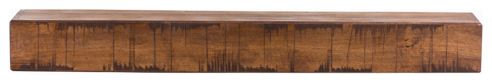 Rustic Fireplace Mantel Shelf, Aged Oak, 72"