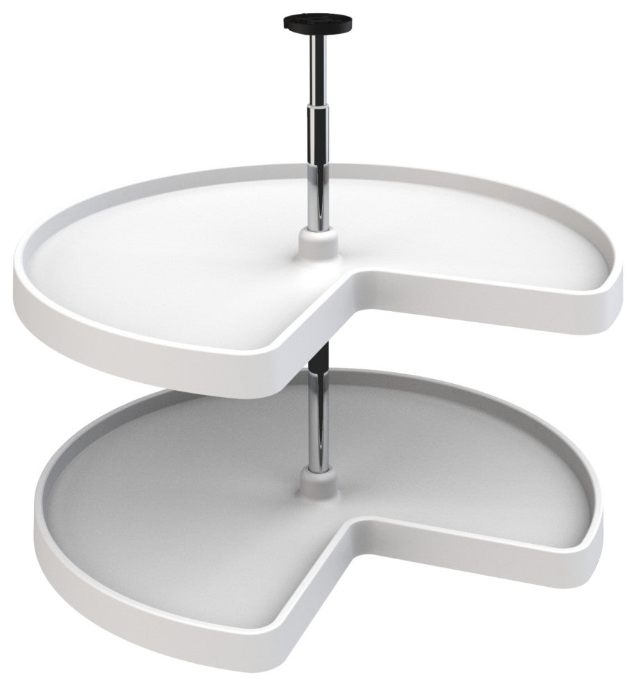 Value Line Polymer Kidney 2-Shelf Lazy Susans for Corner Base, White, 28"W