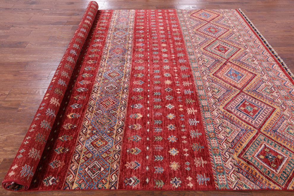 8' 2" X 10' 2" Khorjin Super Kazak Handmade Wool Rug Q5867