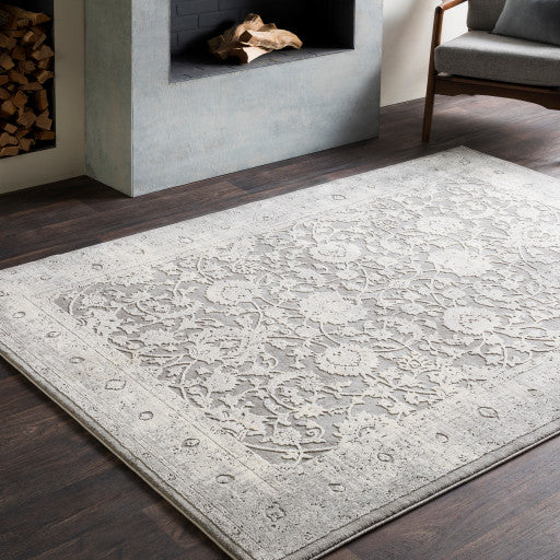 Surya Tibetan TBT-2309 7'10"x10'2" Rug, Medium Gray/Ivory/Taupe/Charcoal